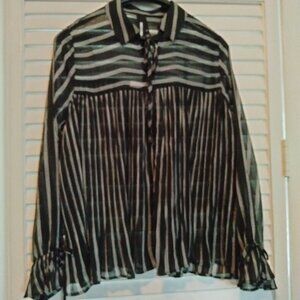 Agnes and Dora sheer black and white striped blouse